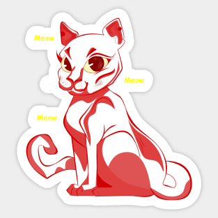 Cute red cat say meow Sticker